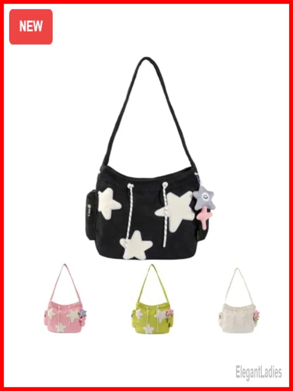 Star Hobo Tote Bag Women Messenger Shoulder Crossbody Large Capacity Corduroy